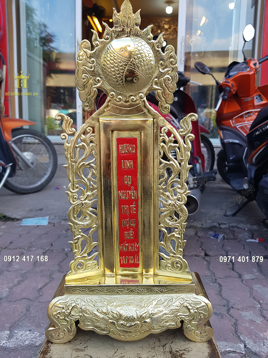 Bài Vị Thờ Cúng Cụ Nguyễn Thị Tề Bằng Đồng Vàng 50Cm