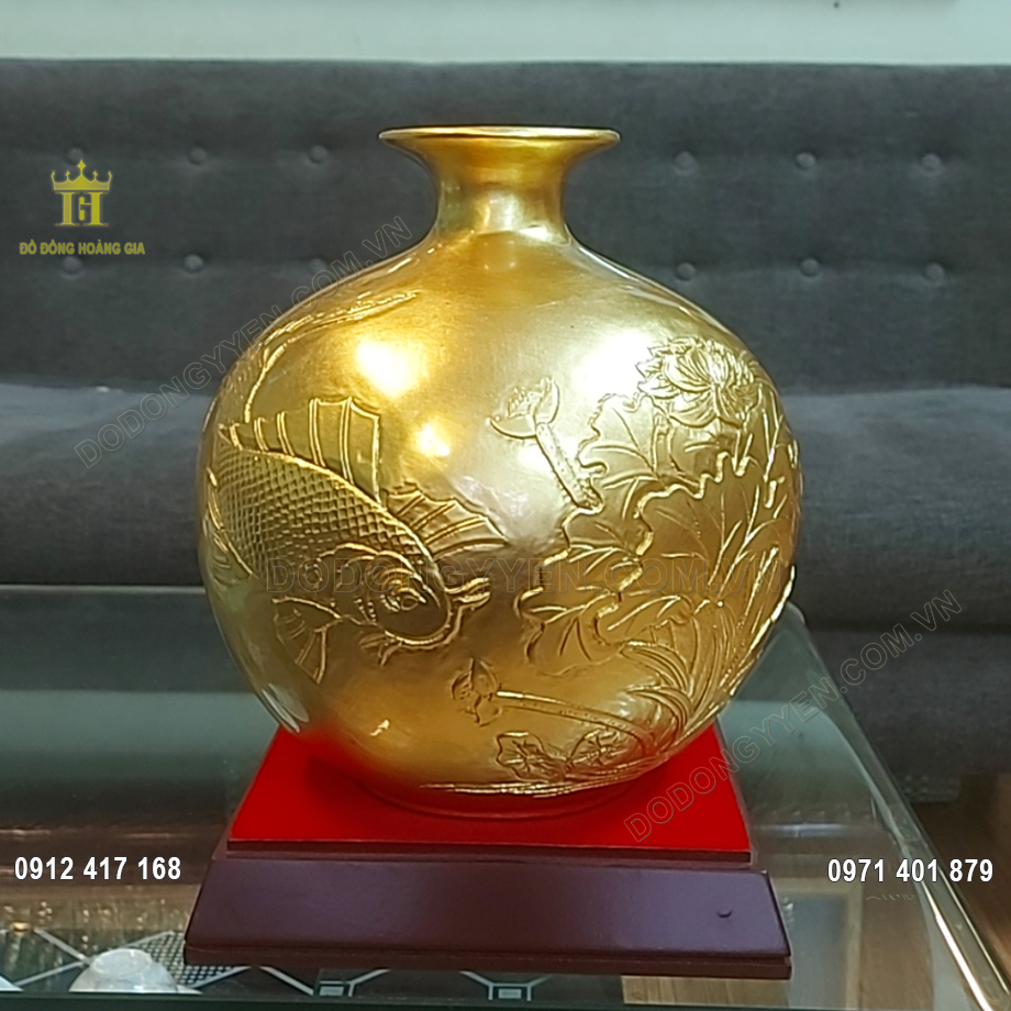 Bình Hút Lộc Bằng Đồng Dát Vàng 9999 23CM
