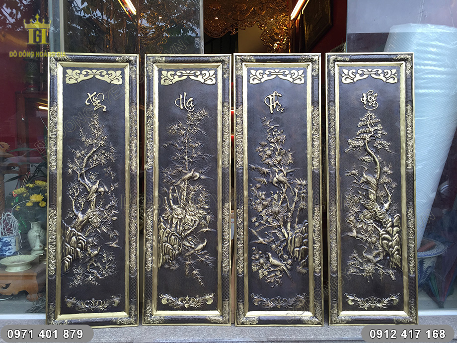 Bộ tranh đồng tứ quý mẫu cổ có ý nghĩa phong thủy và cách treo như thế nào?