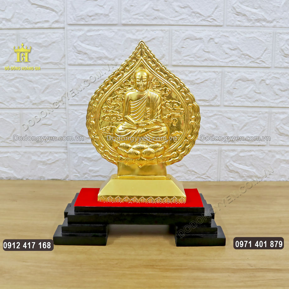 Lá Bồ Đề Phật Hoàng Trần Nhân Tông Mạ Vàng 24K - Quà tặng bình an! 