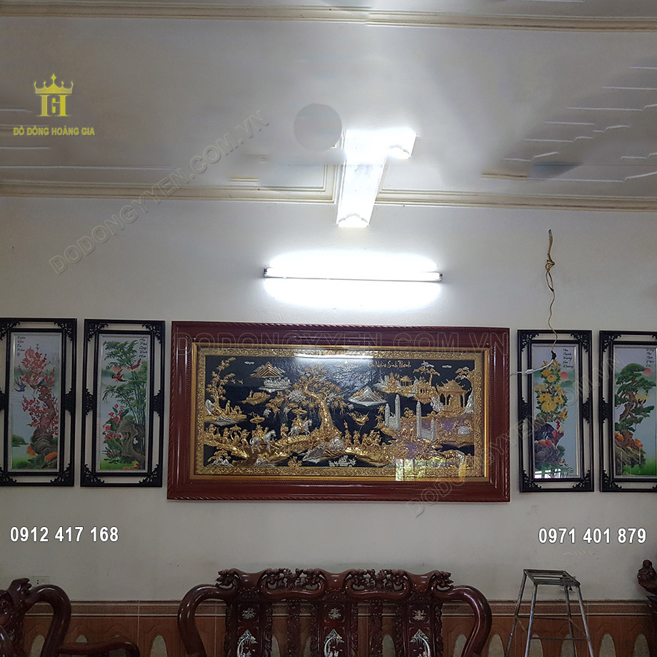 Lắp Đặt Tranh Đồng Vinh Quy Bái Tổ Mạ Vàng Mạ Bạc 2M3 Tại Nam Định
