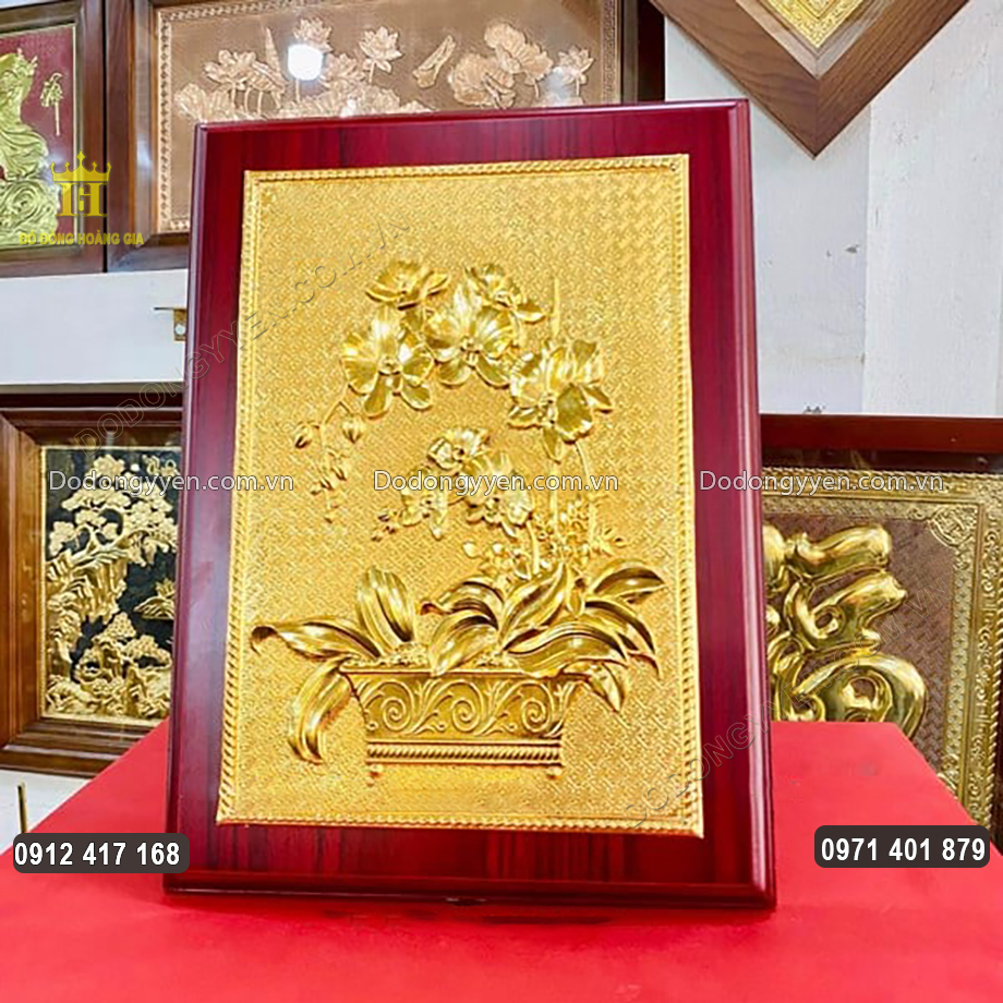Quà Tặng Lưu Niệm Tranh Hoa Lan Bằng Đồng Mạ Vàng 24K