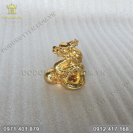 Rồng bằng đồng Mạ Vàng 24K loại nhỏ mini cao 8cm