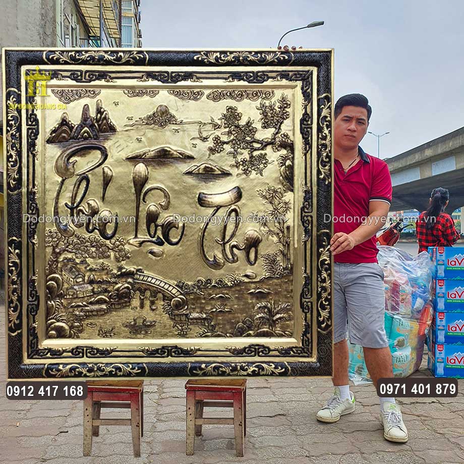 Tranh Chữ Phúc Lộc Thọ Khung Liền Đồng Hun Giả Cổ