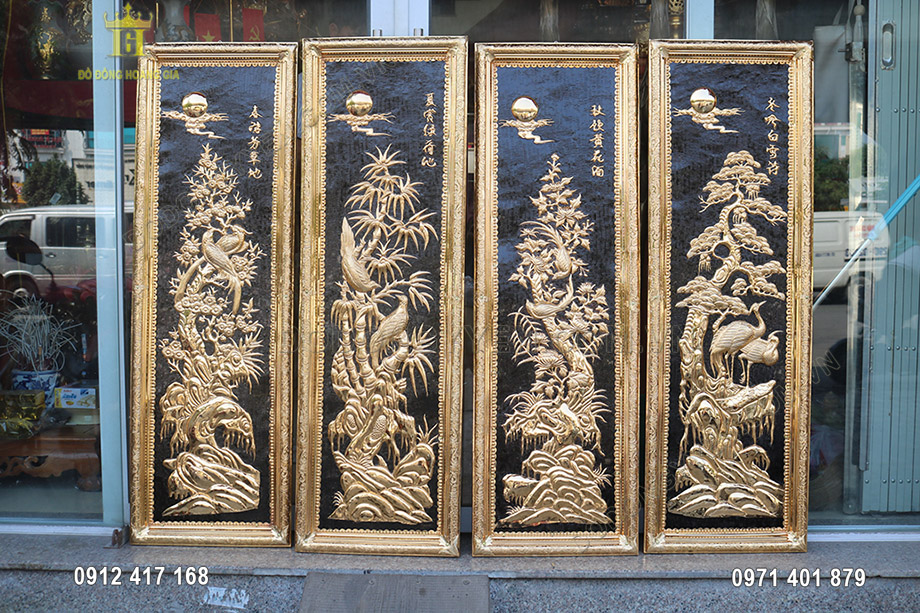 Tranh đồng tứ quý mạ vàng 24K hợp với gia chủ tuổi gì?