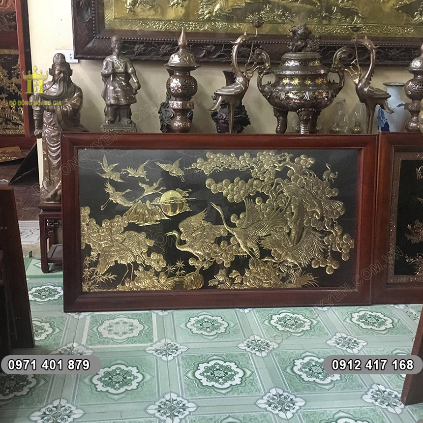 Tranh Đồng Tùng Hạc kích thước 1m55 x 81cm