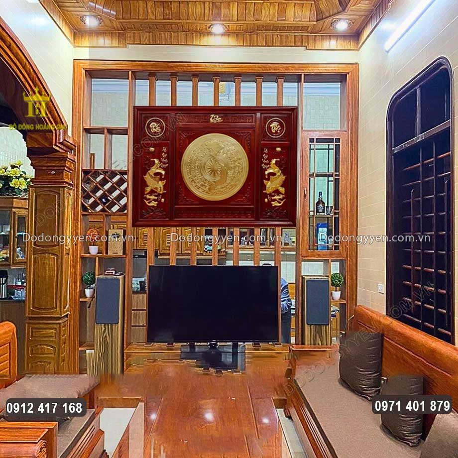 Tranh Mặt Trống Đồng Cá Chép Phúc Lộc Thọ Dát Vàng 9999