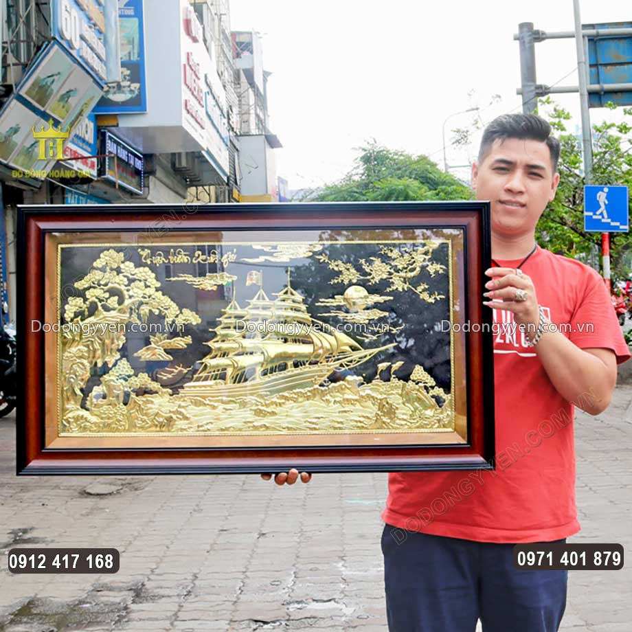 Tranh Thuận Buồm Xuôi Gió Bằng Đồng Vàng Khổ Nhỏ