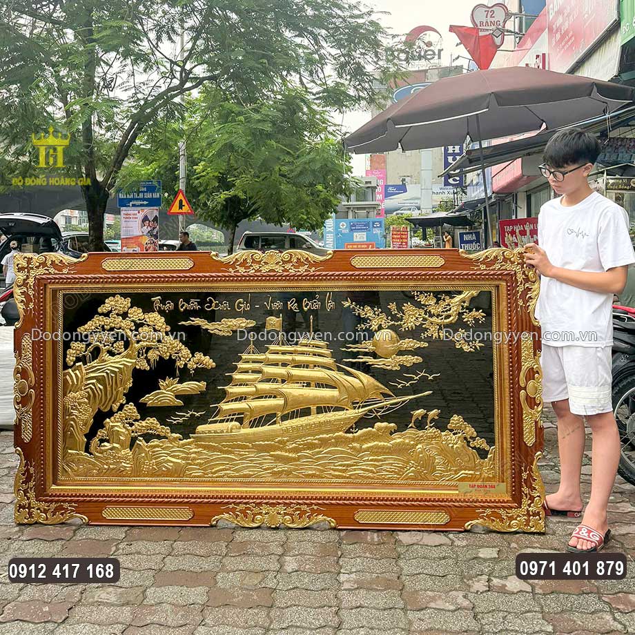 Tranh Thuận Buồm Xuôi Gió Dát Vàng 24K Hàng Thúc Tay Tinh Xảo
