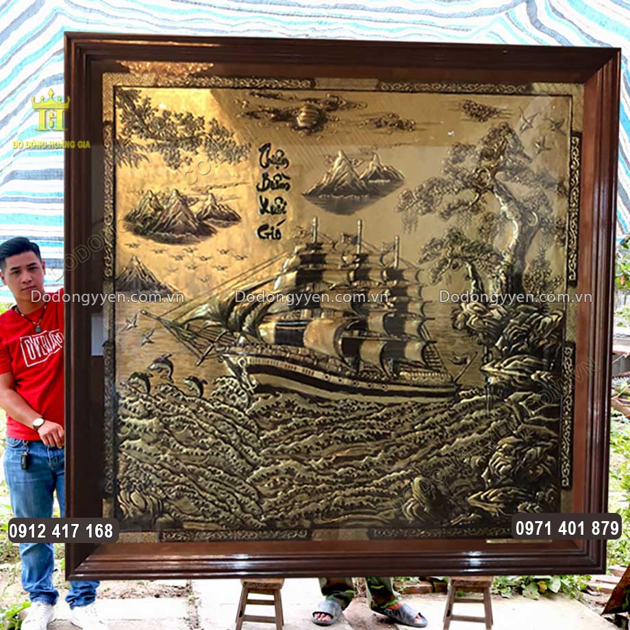 Tranh Thuận Buồm Xuôi Gió Khổ Đứng Hun Nâu 2M68
