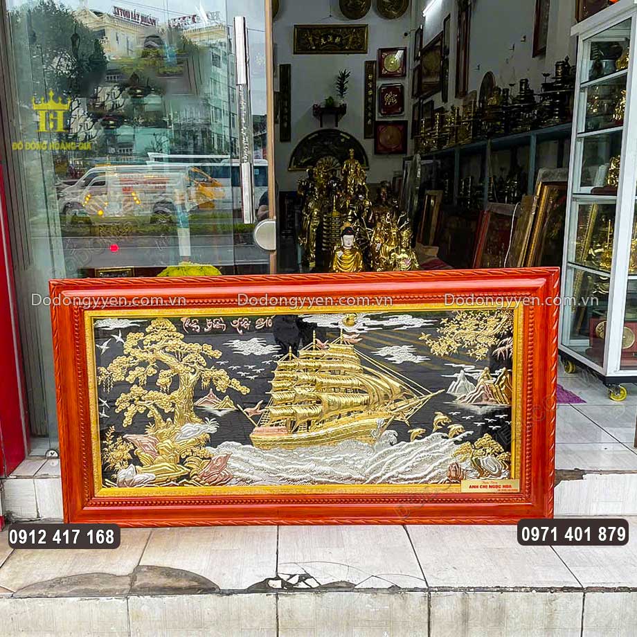 Tranh Thuận Buồm Xuôi Gió Mạ Vàng Mạ Bạc 1M55