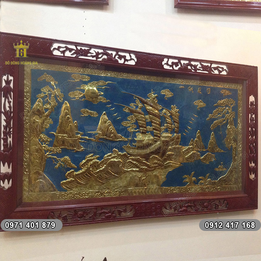 Tranh Thuận Buồm Xuôi Gió Nền Xanh Đồng Vàng 1m55