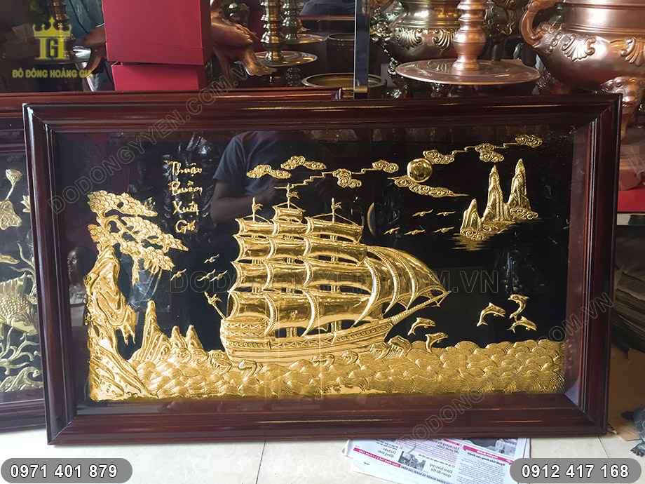 tranh thuyền buồm mạ vàng 24k