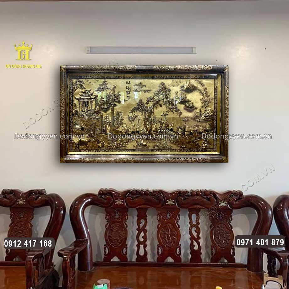 Tranh Vinh Quy Bái Tổ Khung Liền Đồng Hun Giả Cổ