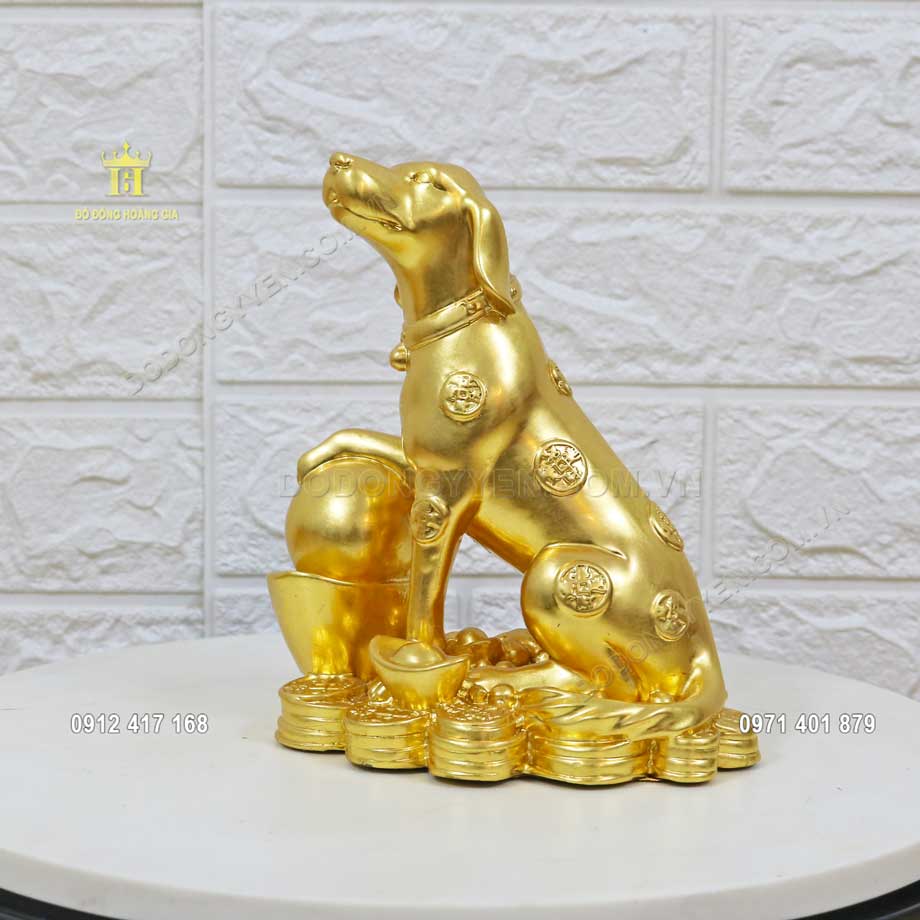 Tượng Chó Bằng Đồng Mạ Vàng 24K Hàng Đúc Tinh Xảo
