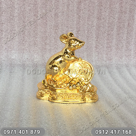 Tượng Chuột Mạ vàng 24K, Chuột phong thủy quà tặng tuổi Tý
