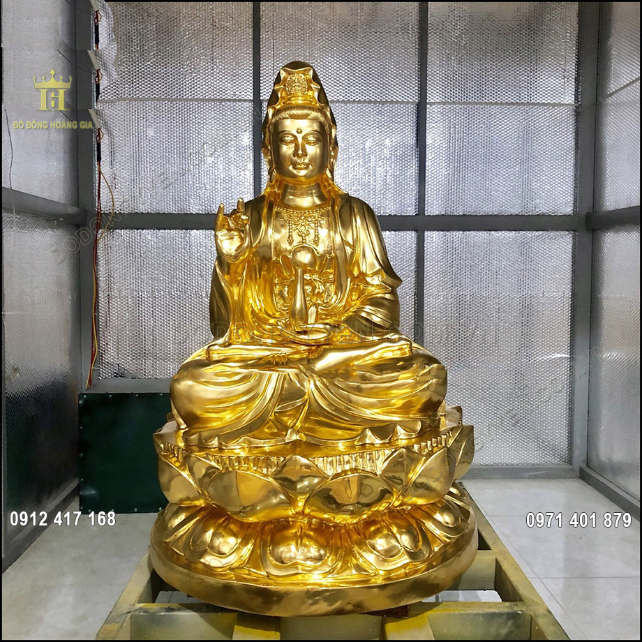 Tượng Đồng Phật Bà Quan Thế Âm Bồ Tát dát vàng 9999