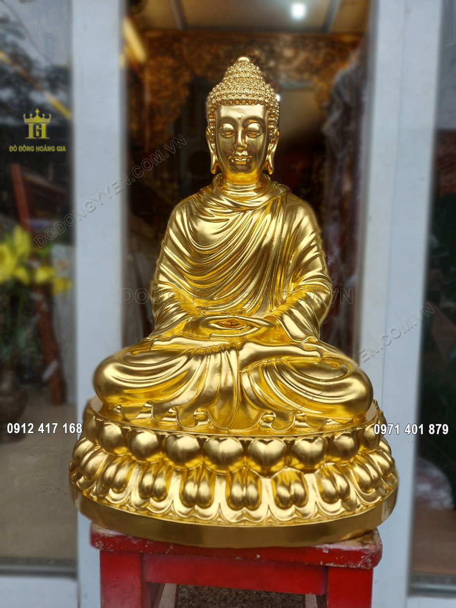 Tượng Đồng Phật Thích Ca Mâu Ni Dát Vàng 9999 50Cm