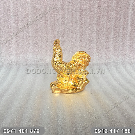 Tượng Gà phong thủy Mạ Vàng 24k loại nhỏ mini cao 10cm