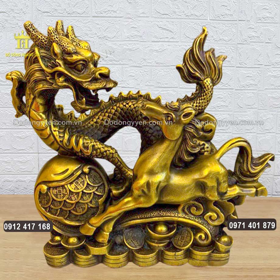 Tượng Long Mã Bằng Đồng Vàng Cao 23Cm Tượng Long Mã Bằng Đồng Vàng Cao 23Cm