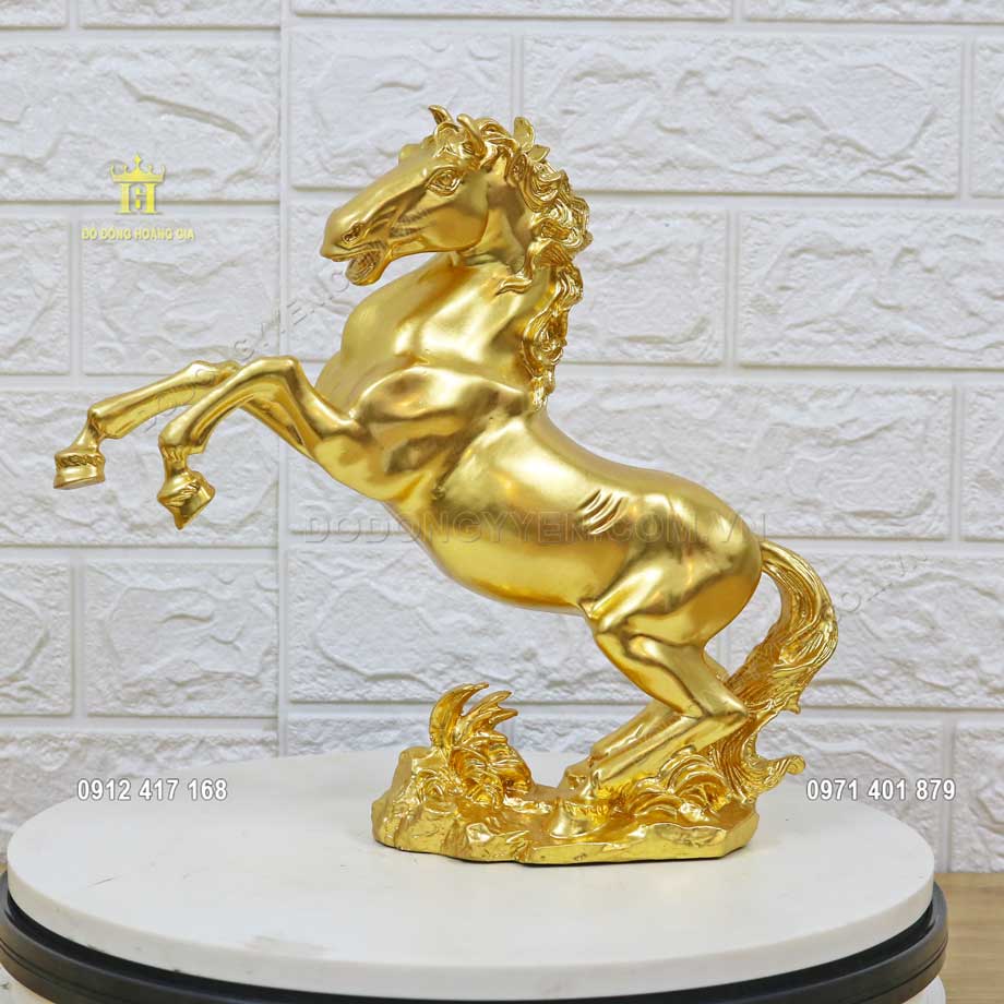 Tượng Ngựa Bằng Đồng Mạ Vàng 24K - Linh Vật Phong Thủy