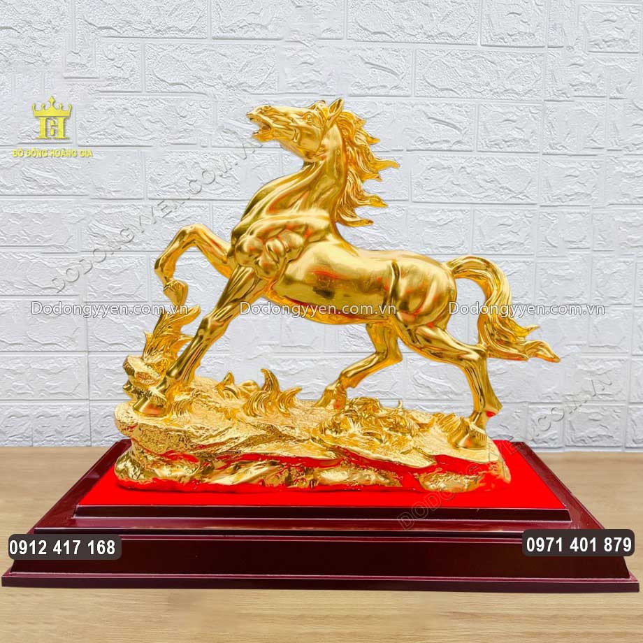 Tượng Ngựa Bát Mã Truy Phong Mạ Vàng 24K