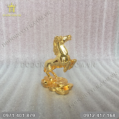 Tượng Ngựa Mạ Vàng 24K cỡ nhỏ mini | Đồ đồng Ý Yên