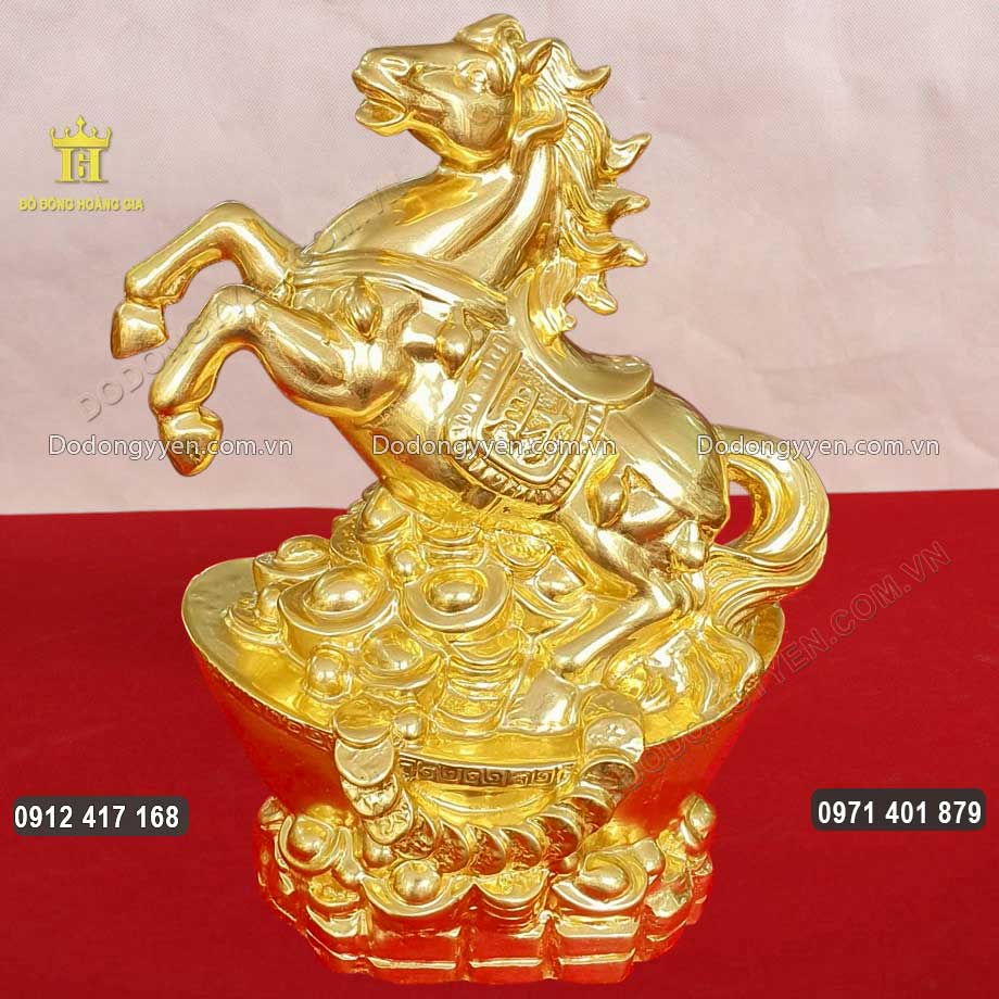 Tượng Ngựa Phú Quý Mạ Vàng 24K Cao 20Cm Tượng Ngựa Phú Quý Mạ Vàng 24K Cao 20Cm