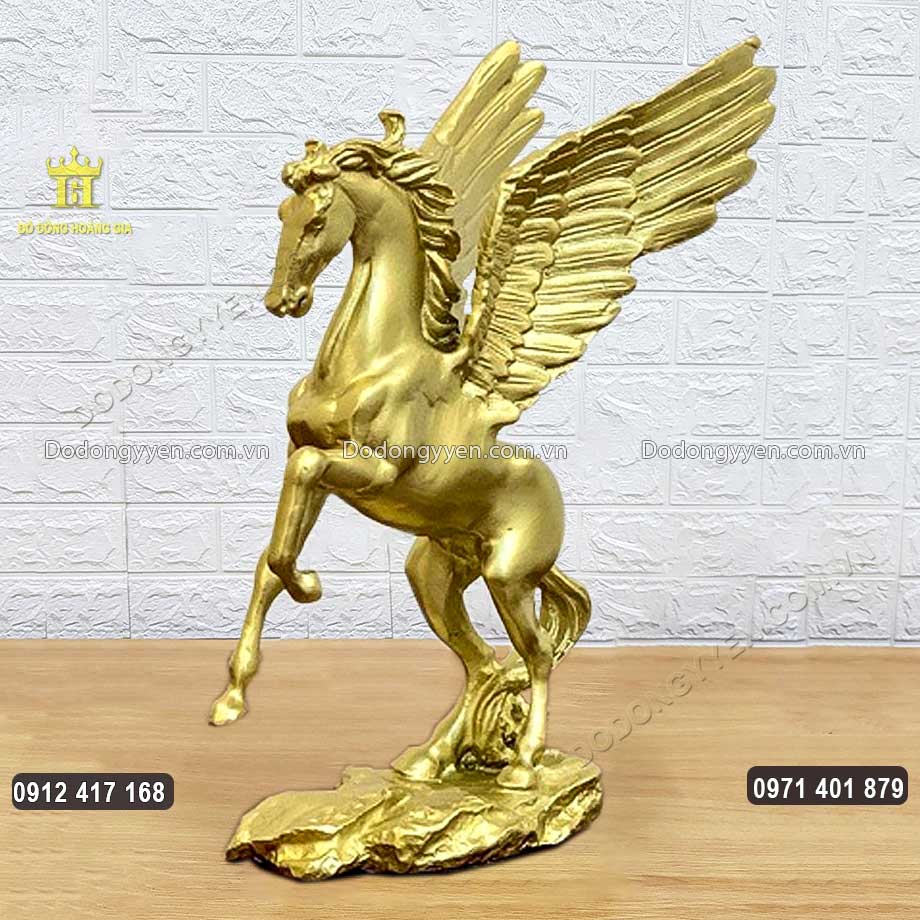 Tượng Ngựa Thần Có Cánh Pegasus Bằng Đồng Vàng Cao 25Cm