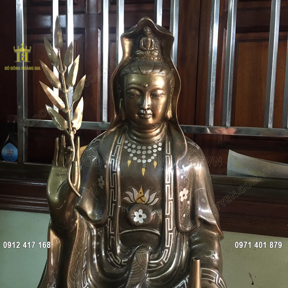 Tượng Phật Bà Khảm Ngũ Sắc cao 67cm