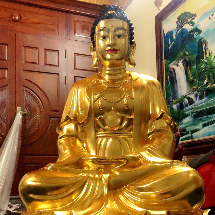 Tượng Phật Bằng Đồng Dát Vàng Cao 1m3