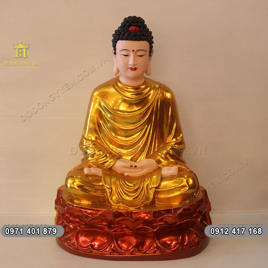 Tượng Phật Bằng Đồng Sơn Son Thiếp Vàng Cực Đẹp cao 45cm