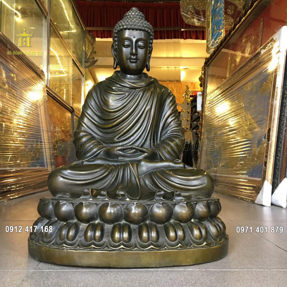 Tượng Phật Bổn Sư Màu Giả Cổ 50Cm