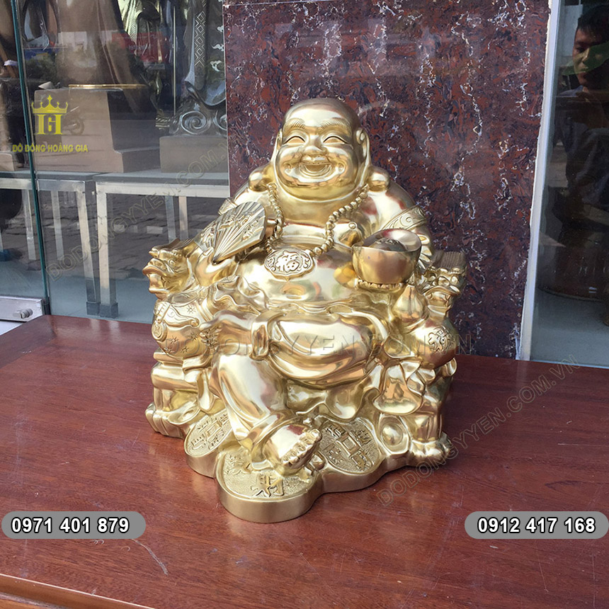 Tượng Phật Di Lặc Ngồi Bằng Đồng Cát Tút 36cm