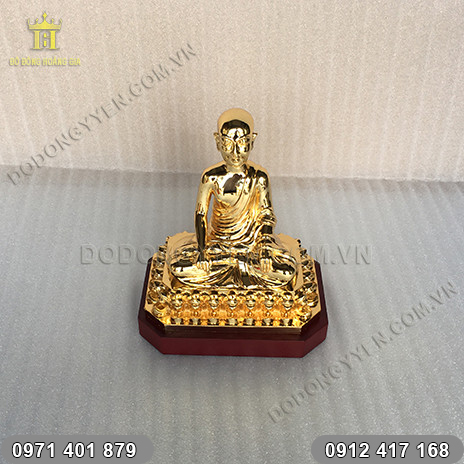 Tượng Phật Hoàng Trần Nhân Tông Mạ Vàng 24K cao 20cm