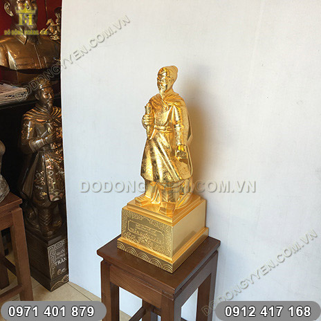 tượng Trần Quốc Tuấn Ám Rồng Dát Vàng cao 50cm