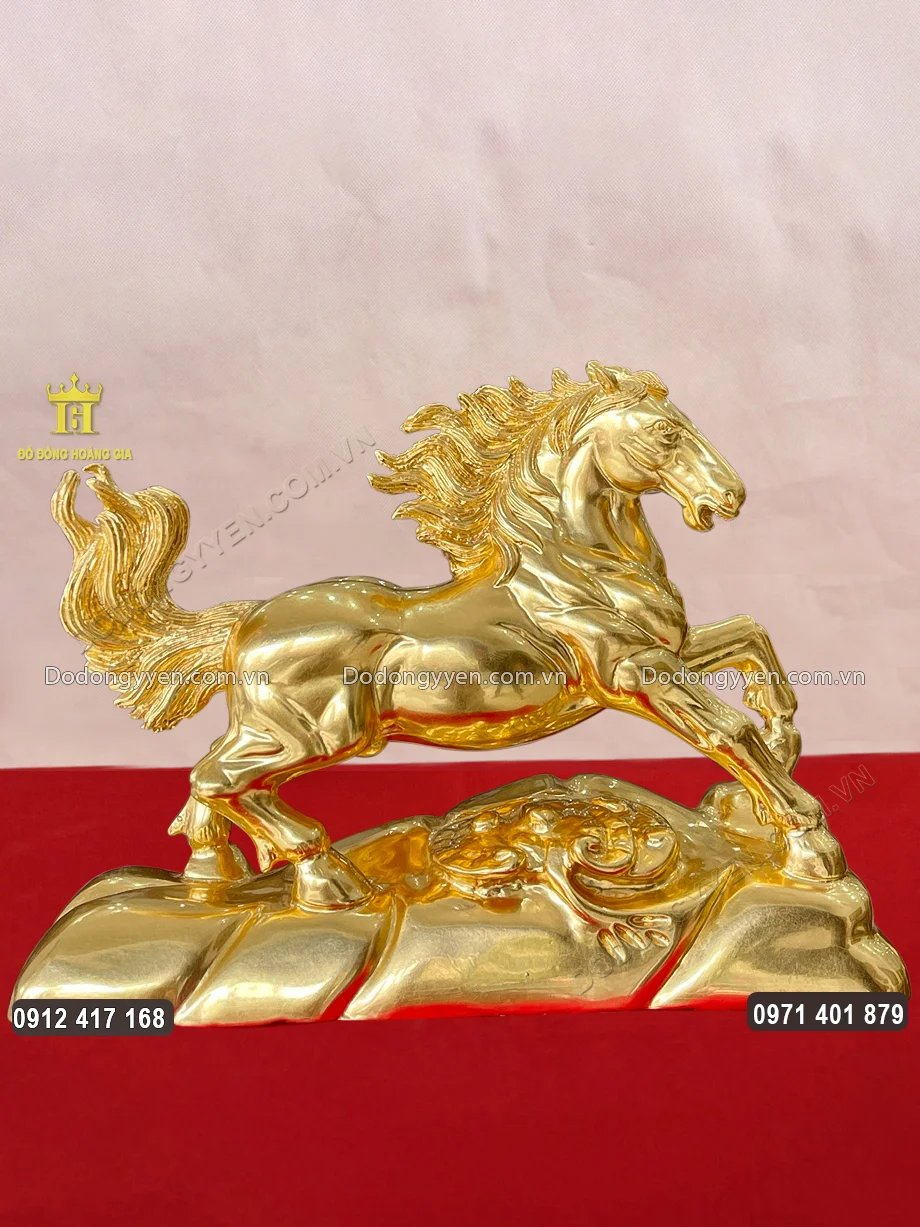 Tượng Mã Đáo Thành Công Dát Vàng 24K Cao 27Cm