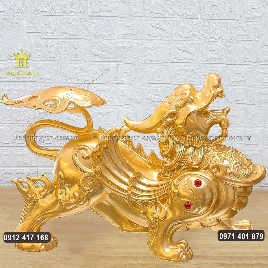Tỳ Hưu Cánh Yếm Bằng Đồng Dát Vàng 9999