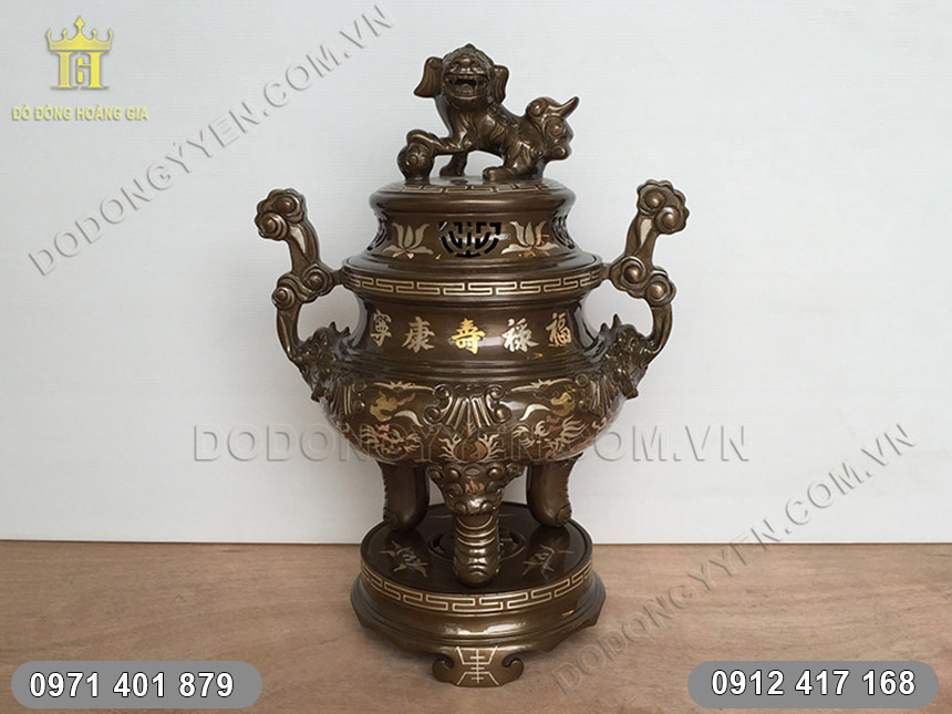 Đỉnh đồng khảm chữ Vàng 1