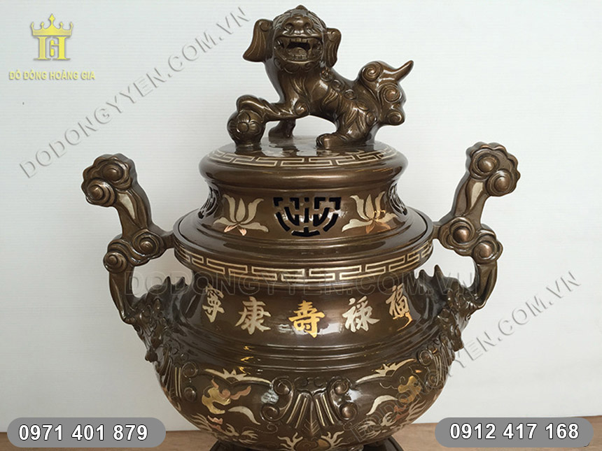 Đỉnh đồng khảm chữ Vàng 4