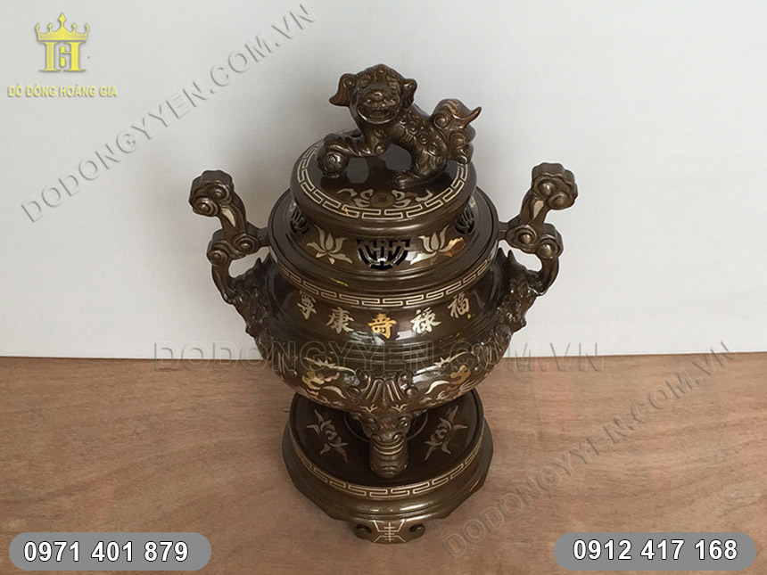 Đỉnh đồng khảm chữ Vàng 5