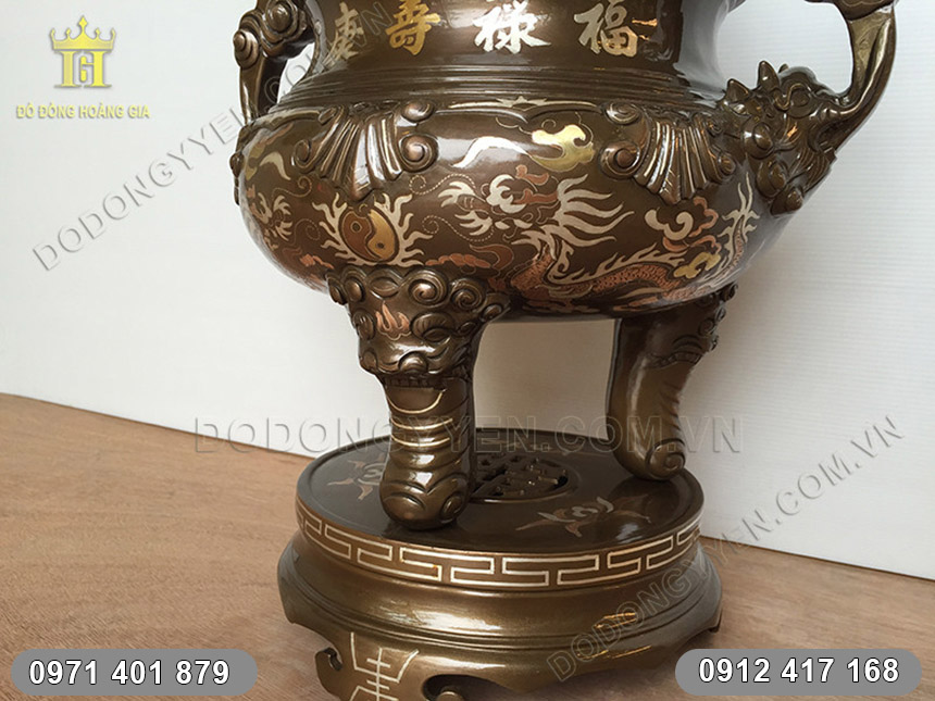 Đỉnh đồng khảm chữ Vàng 6