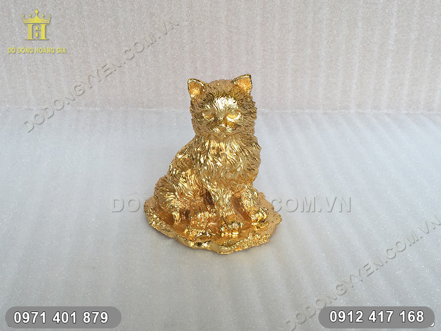 tượng Mèo Mạ Vàng