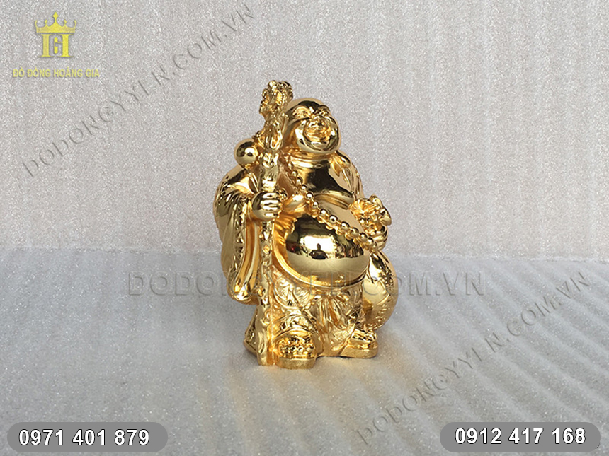 Tượng Phật Di Lặc cầm bao tiền mạ vàng