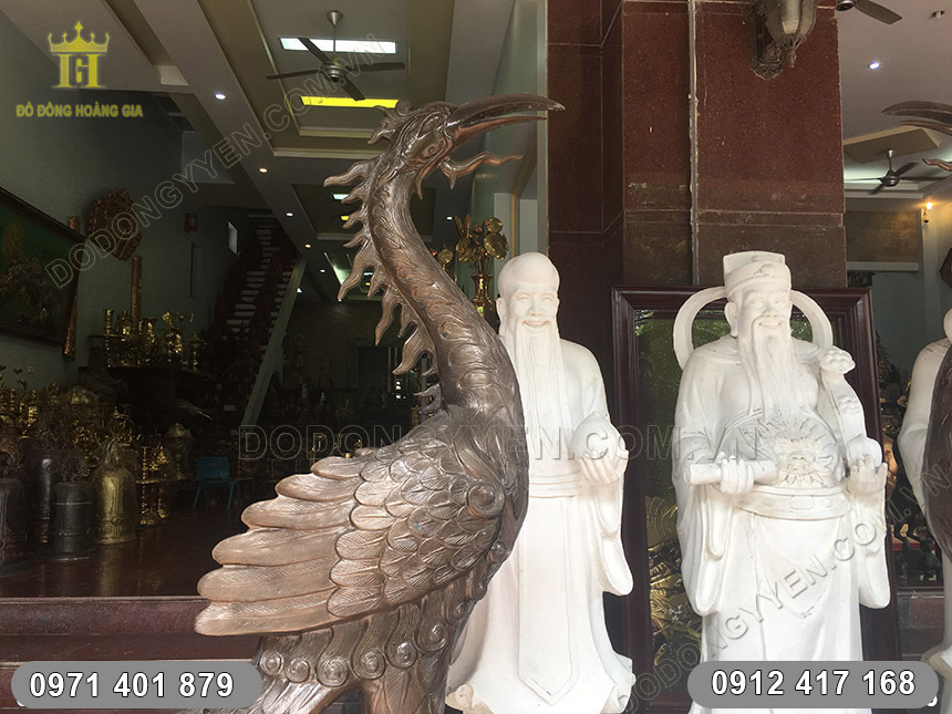 đ&uacute;c hạc thờ bằng đồng