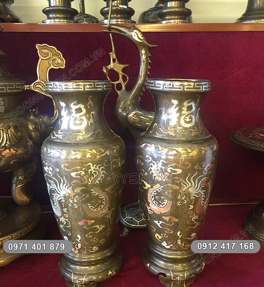 Đôi lọ hoa khảm tam khí