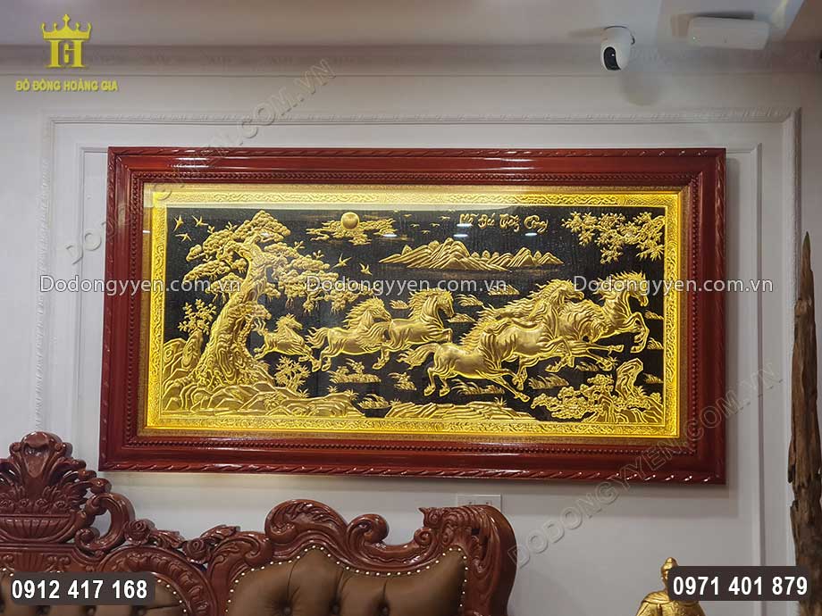 Tranh Đồng Mã Đáo Thành Công Dát Vàng 9999 1M7