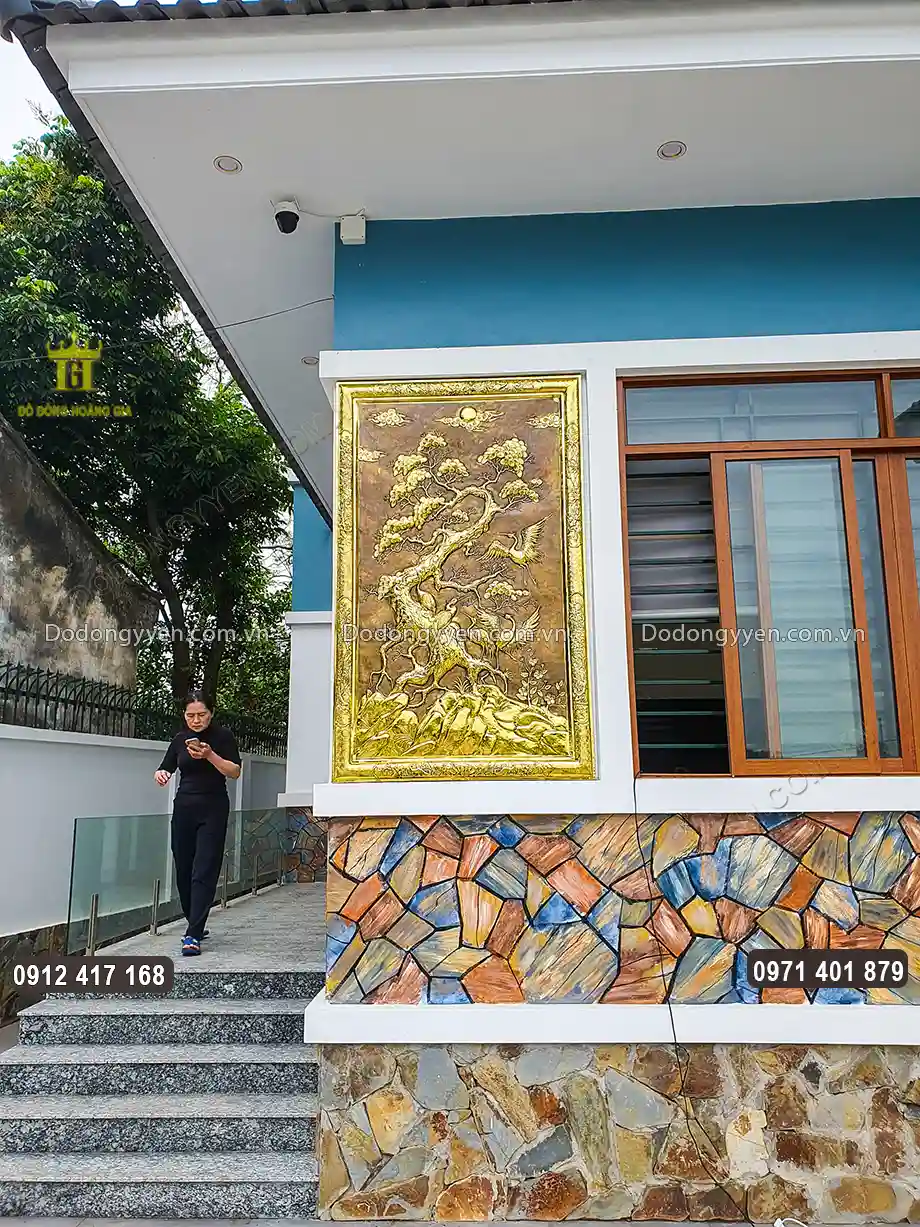 Tranh Đồng T&ugrave;ng Hạc Ngh&ecirc;nh Kh&aacute;ch Khung Liền Đồng Hun Giả Cổ