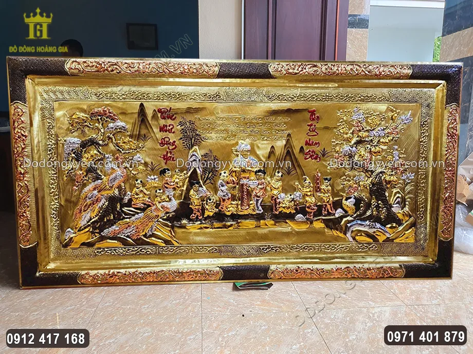 Tranh Mừng Thọ Bằng Đồng Cụ Bà Dát Tam Khí 2M3