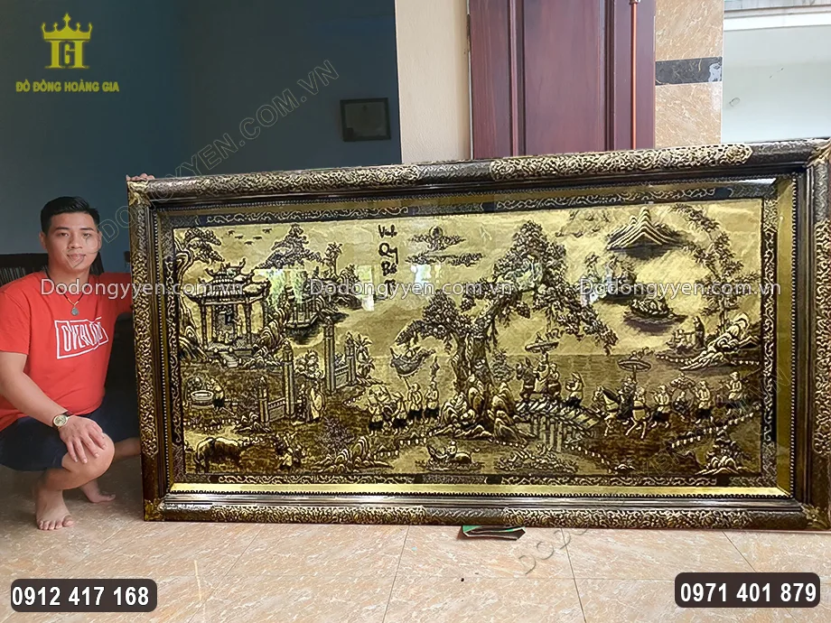 Tranh Vinh Quy B&aacute;i Tổ Khung Liền Đồng Hun Giả Cổ